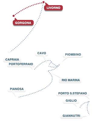 Strecke Livorno - Gorgona - Livorno