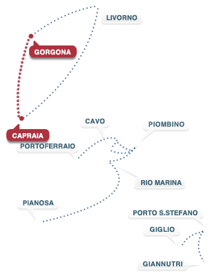 Gorgona - Capraia - Gorgona route