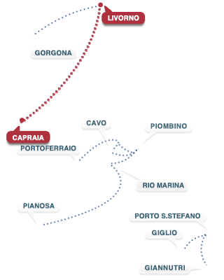 Strecke Livorno - Capraia - Livorno