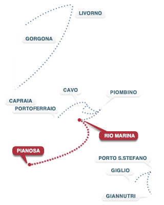 Rio Marina - Pianosa - Rio Marina route Rio Marina - Pianosa - Rio Marina route