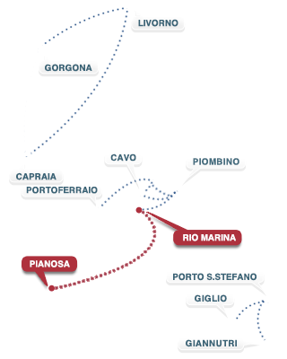 Strecke Rio Marina - Pianosa - Rio Marina