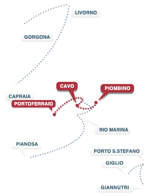 Piombino - Portoferraio - Piombino route (H) Piombino - Portoferraio - Piombino route (H)
