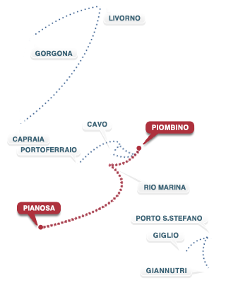 Piombino - Pianosa - Piombino route Piombino - Pianosa - Piombino route