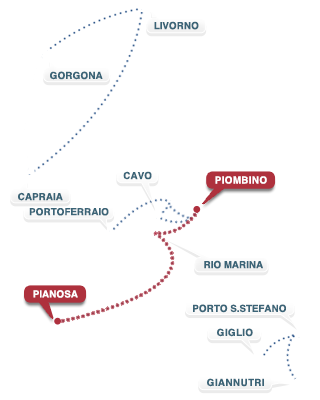 Piombino - Pianosa - Piombino route