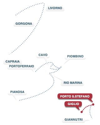 Strecke Porto S. Stefano - Giglio - Porto S. Stefano